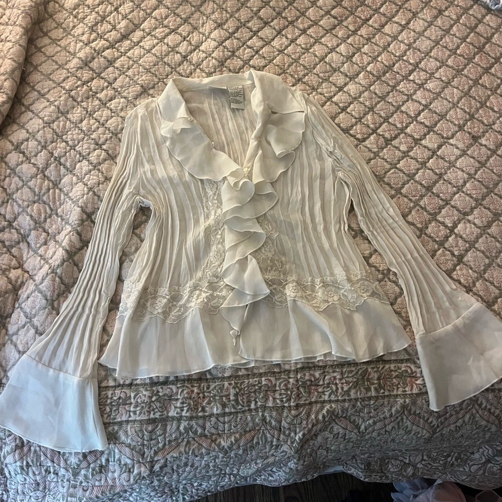 White Stag Cream Ruffled Blouse